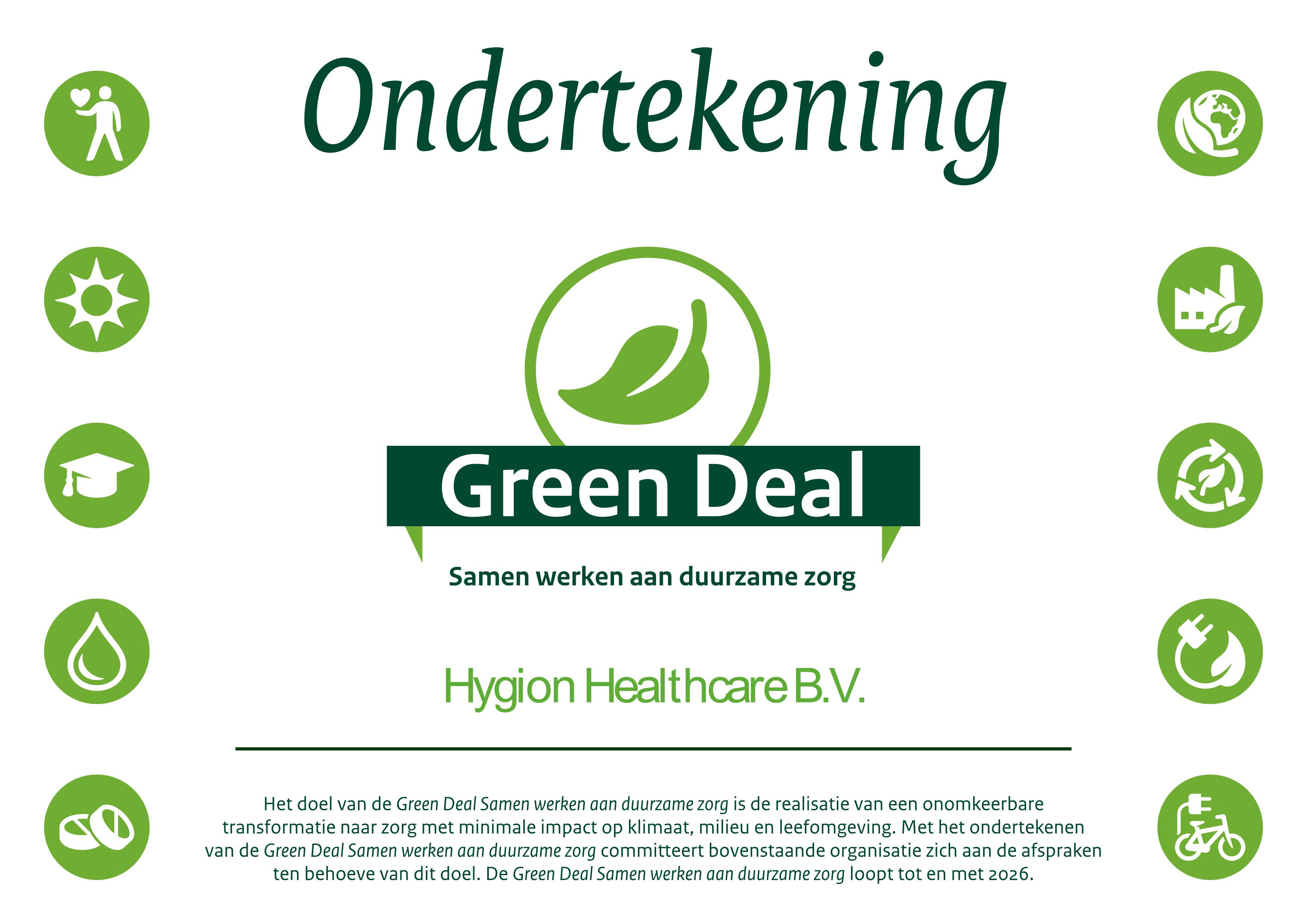 Oorkonde ondertekening Green Deal Samen werken aan duurzame zorg